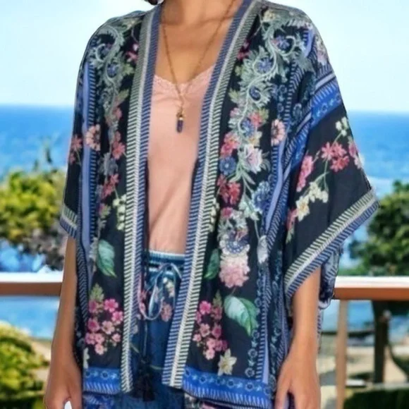 Johnny Was Leia silk HEAVILY EMBROIDERED Kimono NWT (extremely oversized)